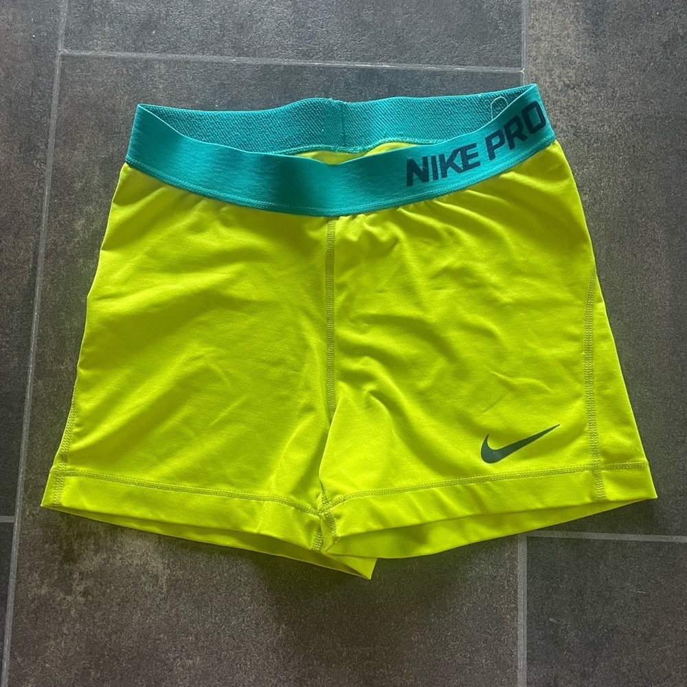 Nike Women's Neon Green Pro Shorts